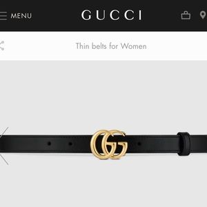 GG Marmont thin leather belt with shiny buckle- authentic